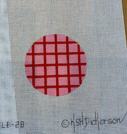 Canvas GRID LINES  RD/PINK  3” ROUND  **NO LETTERING** ALB28