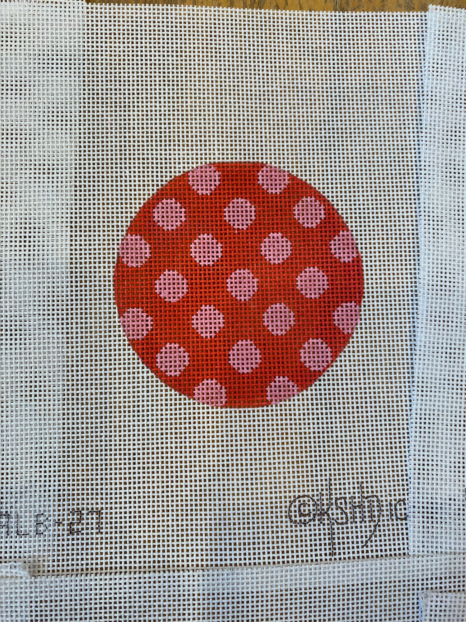 Canvas POLKA DOTS  RED/PINK  3” ROUND  **NO LETTERING** ALB27