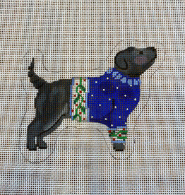 Canvas BLACK DOG  IN BLUE  SWEATER  SEROM05