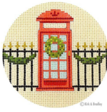 Canvas CHRISTMAS IN LONDON - PHONE BOX ROUND  KB1438P  3.5"ROUND