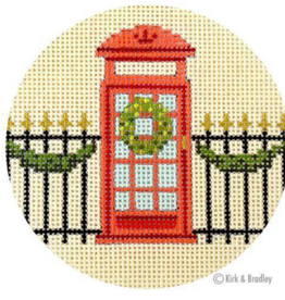 Canvas CHRISTMAS IN LONDON - PHONE BOX ROUND  KB1438P  3.5"ROUND