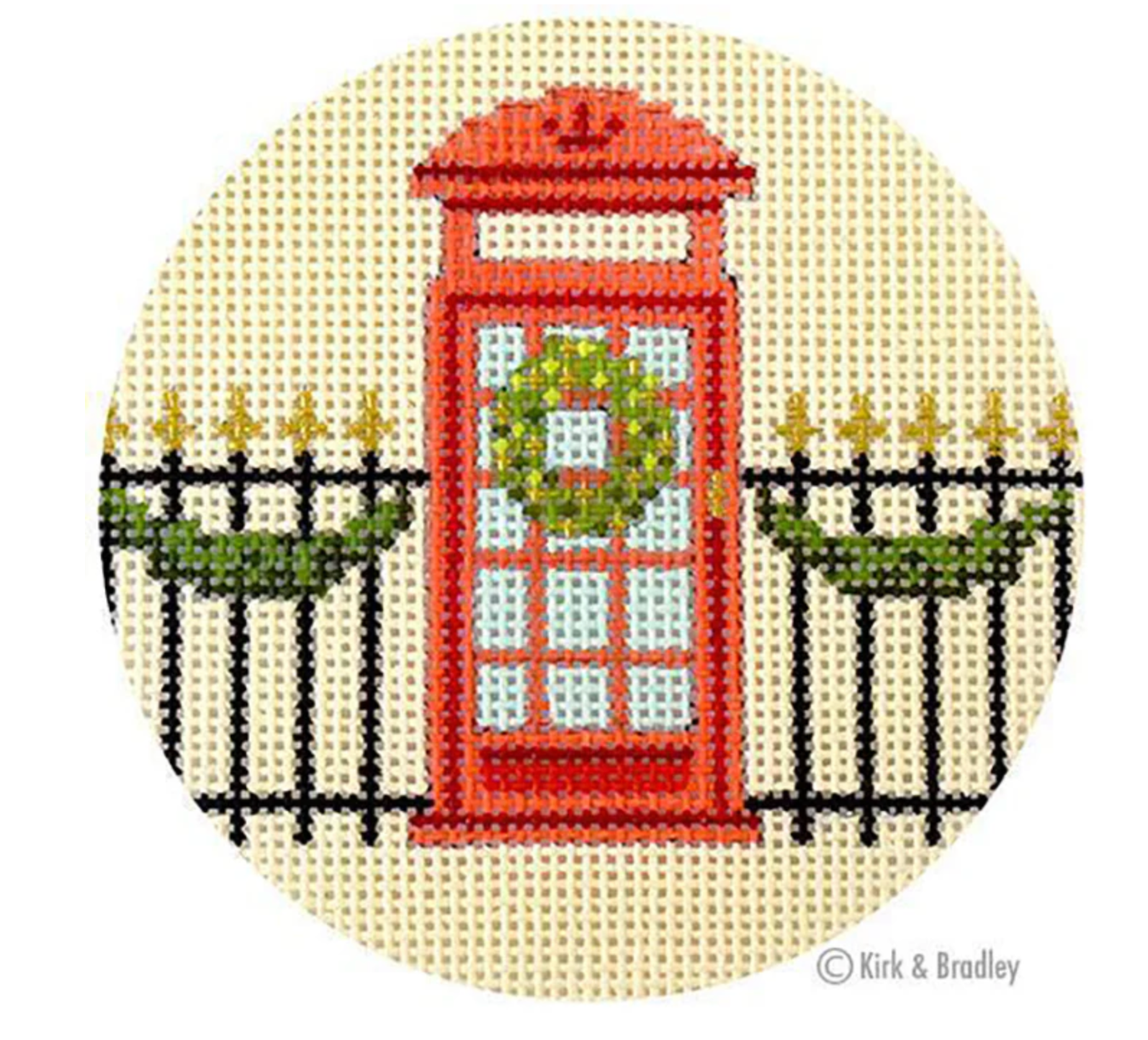 Canvas CHRISTMAS IN LONDON - PHONE BOX ROUND  KB1438P  3.5"ROUND
