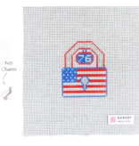 Canvas LOVE LOCK - AMERICANA   WITH KEY CHARM  2.5X3.25"