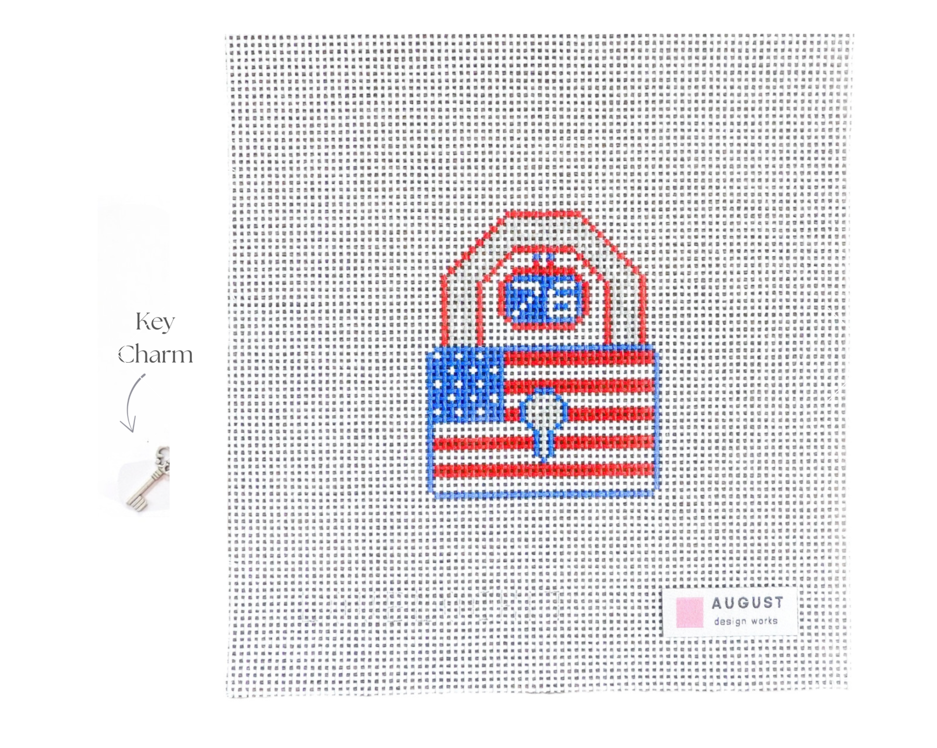 Canvas LOVE LOCK - AMERICANA   WITH KEY CHARM  2.5X3.25"