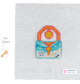 Canvas LOVE LOCK - BEACH   WITH KEY CHARM  2.5X3.25"