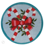 Canvas XMAS CANDY CANES   X689   4"ROUND