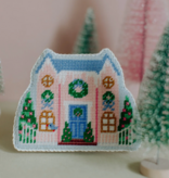 Canvas CHRISTMAS VILLAGE - PINK  HOUSE   5.5X4.5"