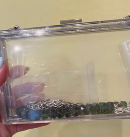 Accessories ACRYLIC CLUTCH WITH GREEN BEAD HANDLE