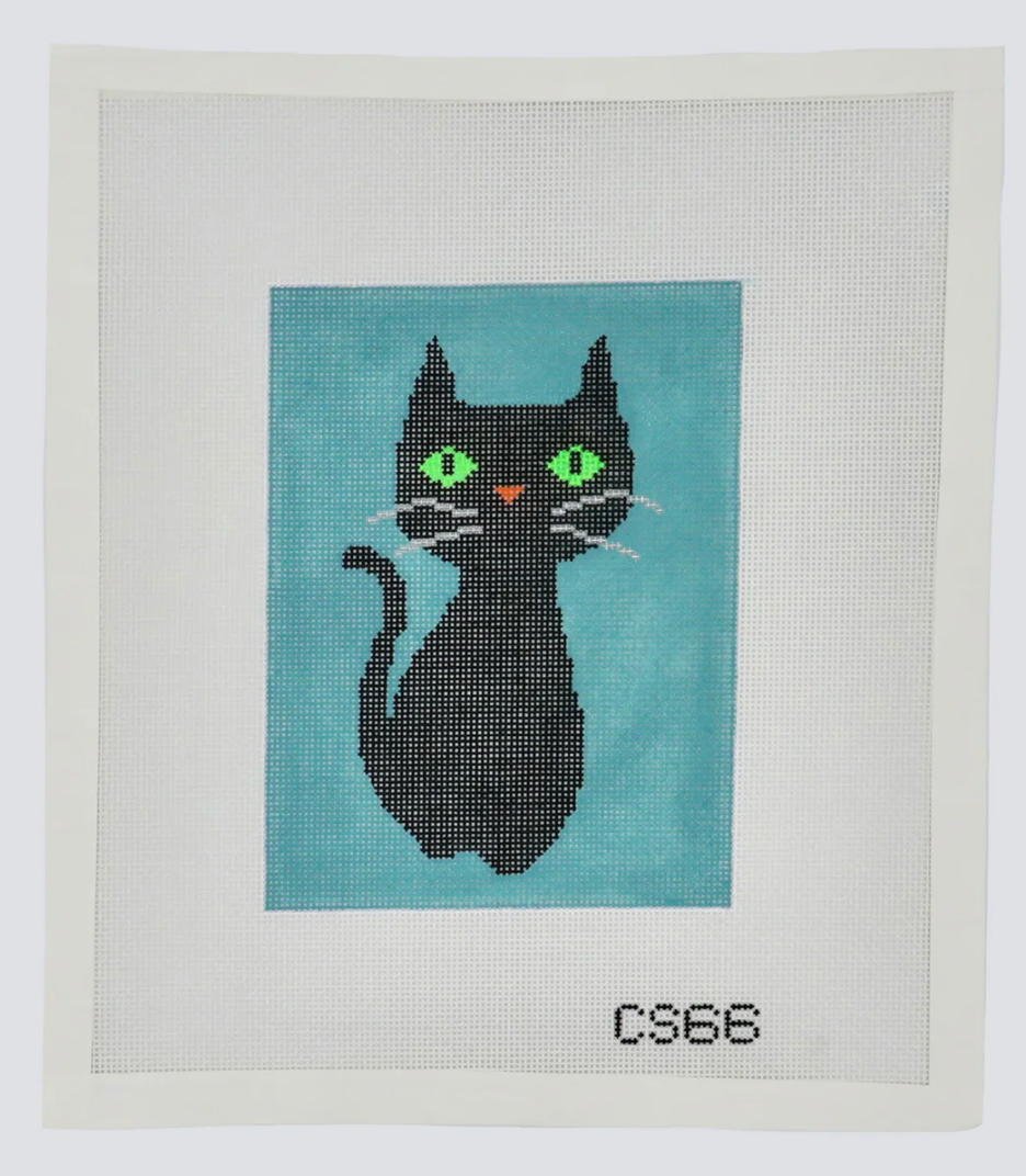 Canvas HALLOWEEN BLACK  CAT  CS68  4.5X6"