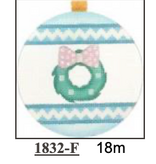 Canvas BLUE ORNAMENTS SERIES - WREATH  1832F  4"ROUND