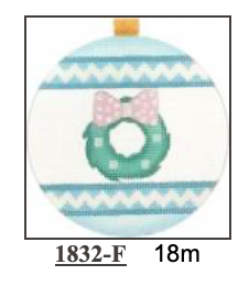 Canvas BLUE ORNAMENTS SERIES - WREATH  1832F  4"ROUND
