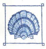 Canvas BLUE BANDED SCALLOP SHELL  KCN954   2.33X3.33"