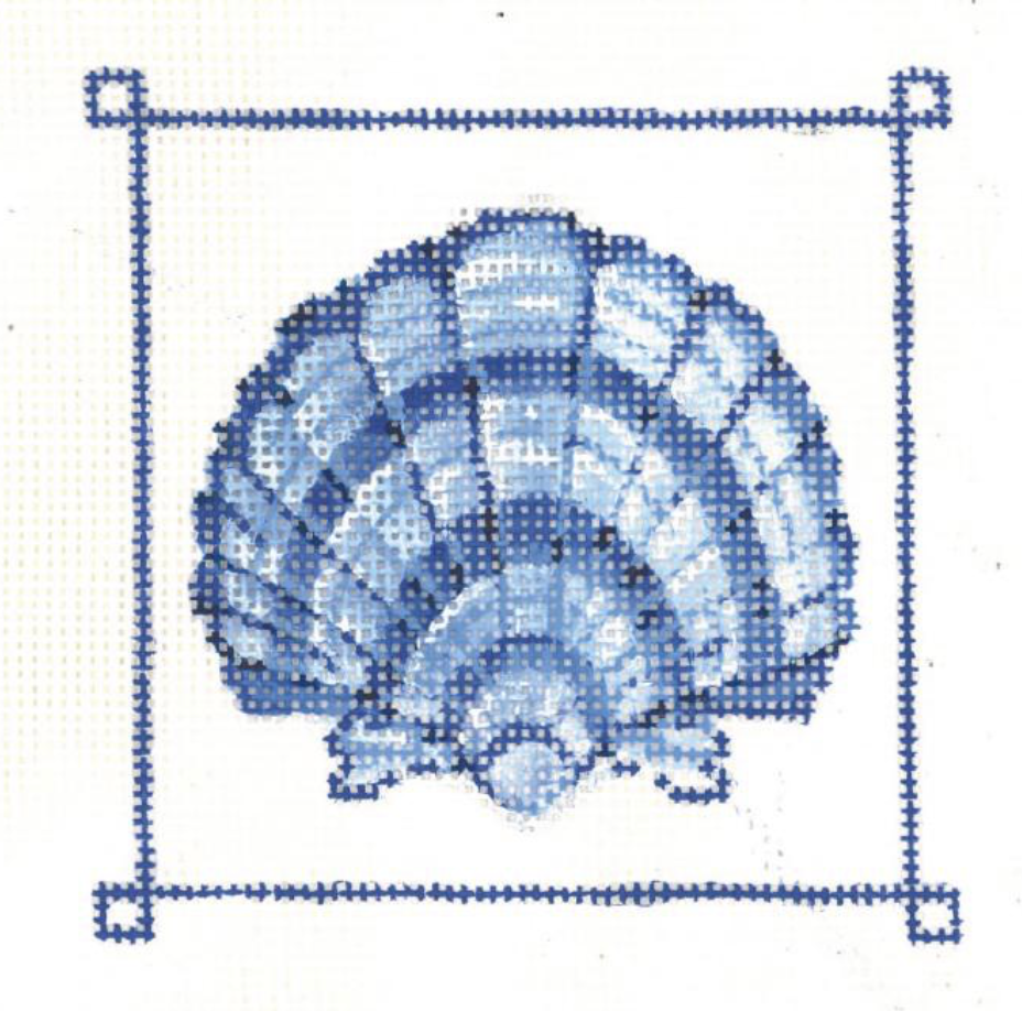 Canvas BLUE BANDED SCALLOP SHELL  KCN954   2.33X3.33"