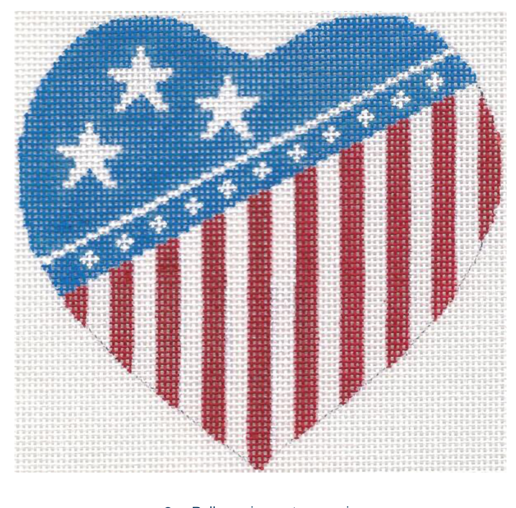 Canvas FLAG HEART  272  4.75X4.5"