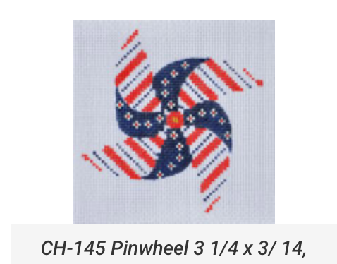 Canvas JULY 4 PINWHEEL   CH145    3.25X3.25"
