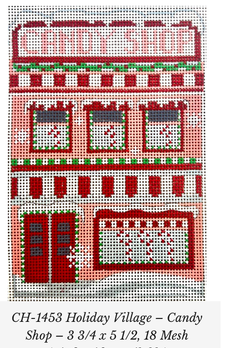 Canvas HOLIDAY VILLAGE - CANDY SHOP  WITH STITCH GUIDE  CH1453