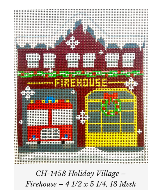 Canvas HOLIDAY VILLAGE - FIRE HOUSE  WITH STITCH GUIDE  CH1453