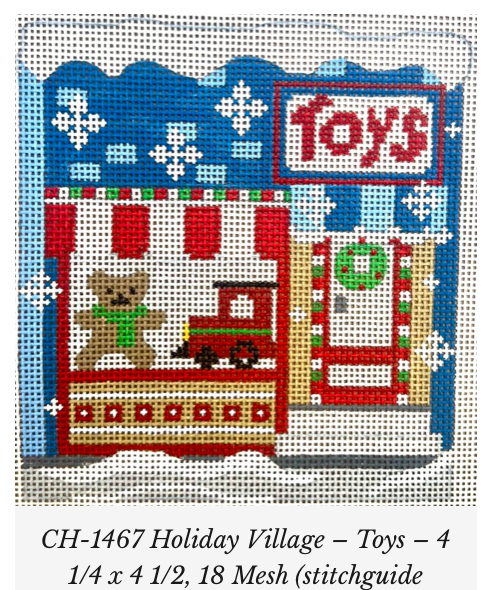 Canvas HOLIDAY VILLAGE - TOYS  WITH STITCH GUIDE  CH1457