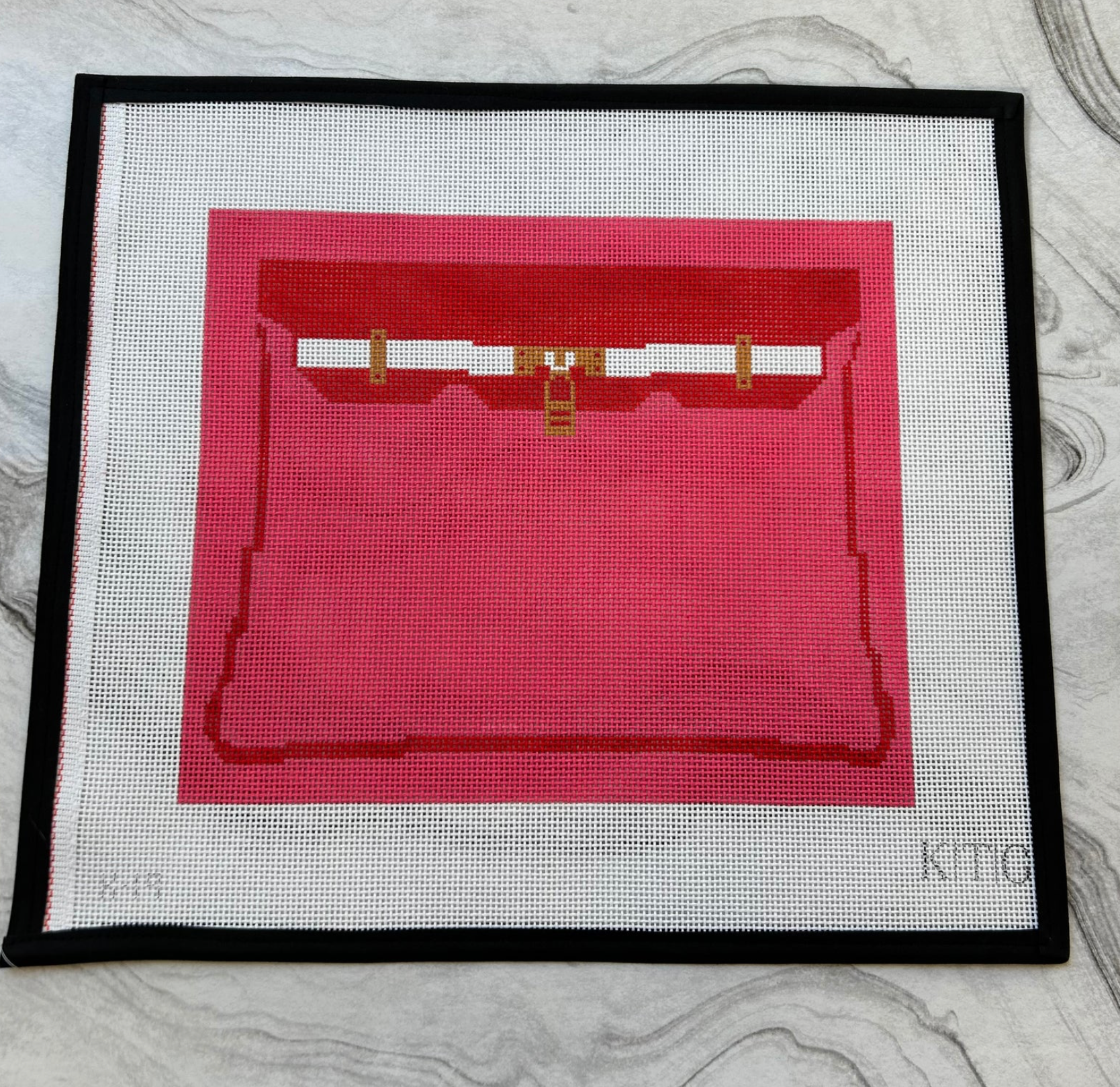 Canvas PINK AND RED  CLUTCH   9X10.5"