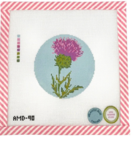 Canvas FLOWERS OF THE BIBLE SERIES - THISTLE   AMD90    4"ROUND