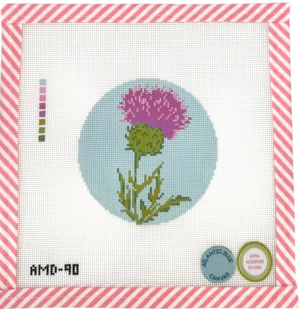 Canvas FLOWERS OF THE BIBLE SERIES - THISTLE   AMD90    4"ROUND