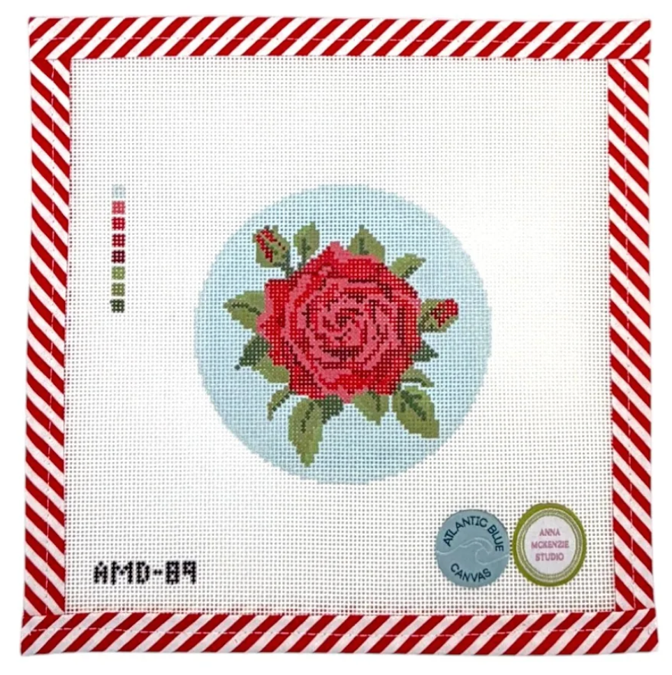 Canvas FLOWERS OF THE BIBLE SERIES -ROSE   AMD89    4"ROUND