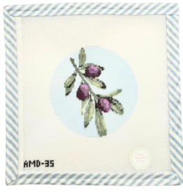 Canvas FLOWERS OF THE BIBLE SERIES -OLIVE TREE   AMD35    4"ROUND