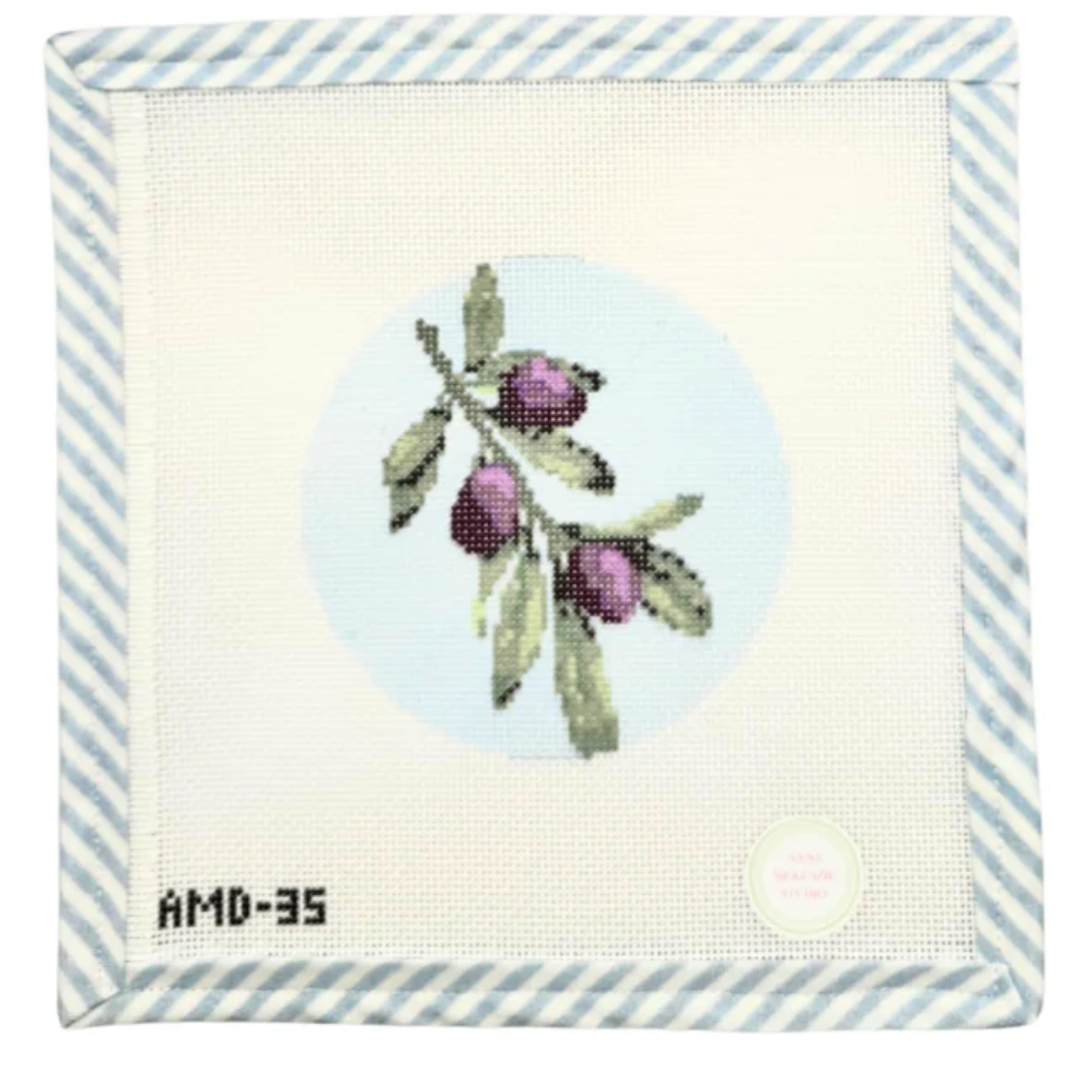 Canvas FLOWERS OF THE BIBLE SERIES -OLIVE TREE   AMD35    4"ROUND