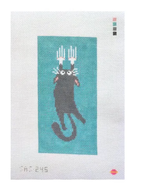 Canvas GRAY CAT TAPESTRY  SAS245  8X4"