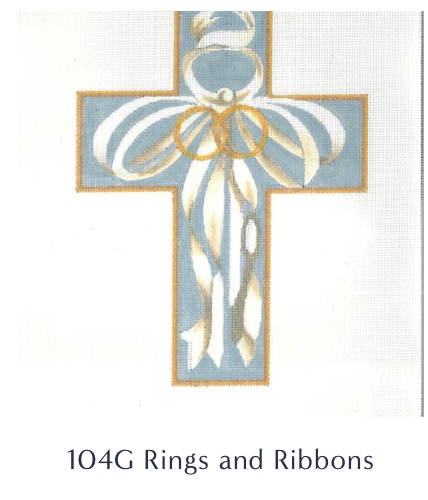 Canvas ANN WHEAT PACE CROSS  RINGS AND RIBBONS  104G