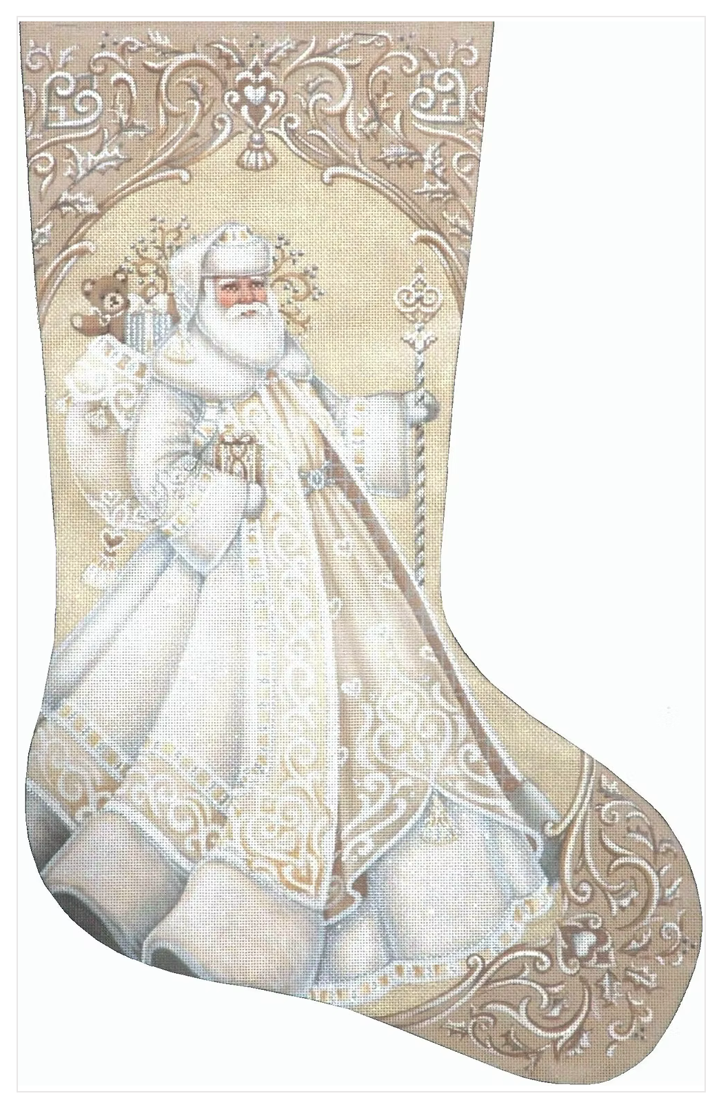 Canvas IVORY SANTA  STOCKING   TTAXS383