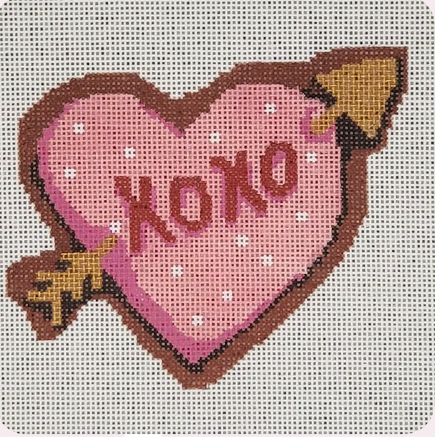 Canvas XO COOKIE WITH STITCH GUIDE   LLC014  4.5X4"