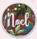 Canvas NOEL ROUND ON RED  LLORN26  4"ROUND