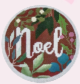 Canvas NOEL ROUND ON RED  LLORN26  4"ROUND