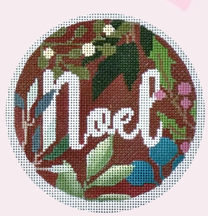 Canvas NOEL ROUND ON RED  LLORN26  4"ROUND