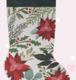 Canvas POINSETTAS ON WHITE STOCKING  LLST01A