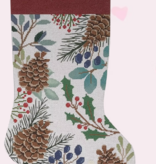 Canvas PINECONES ON WHITE STOCKING  WITH STITCH GUIDE   LLST02A