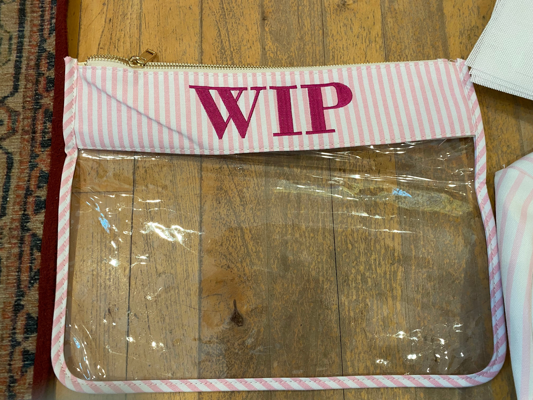 Accessories WIP PROJECT BAG  -  PINK STRIPE