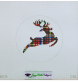Canvas PLAID REINDEER    X61  4.5" ROUND