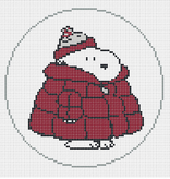 Canvas SNOOPY FOOTBALL PUFFER COAT  CRIMSON     5"ROUND