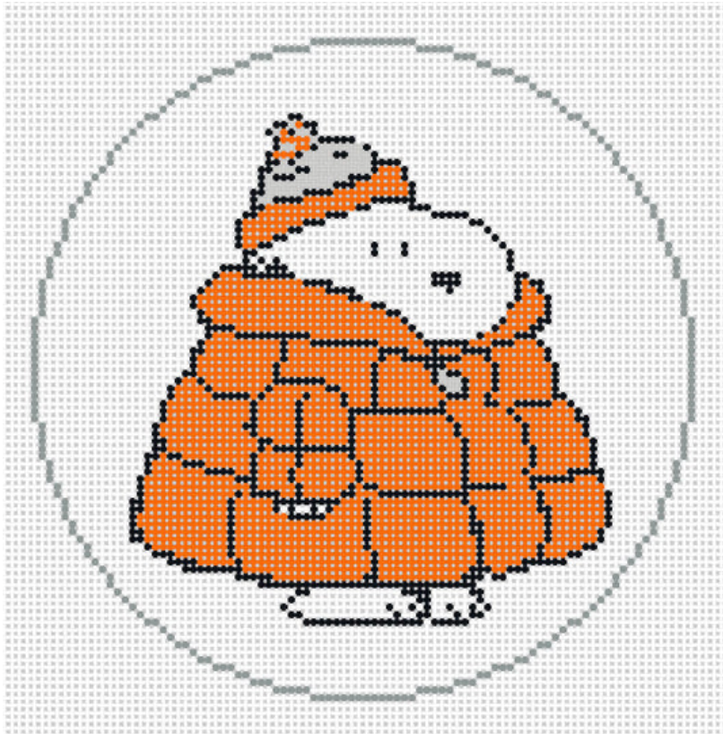 Canvas SNOOPY FOOTBALL PUFFER COAT  ORANGE     5"ROUND