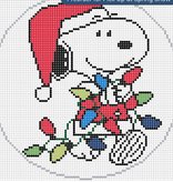Canvas SNOOPY TANGLED IN LIGHTS     5"ROUND