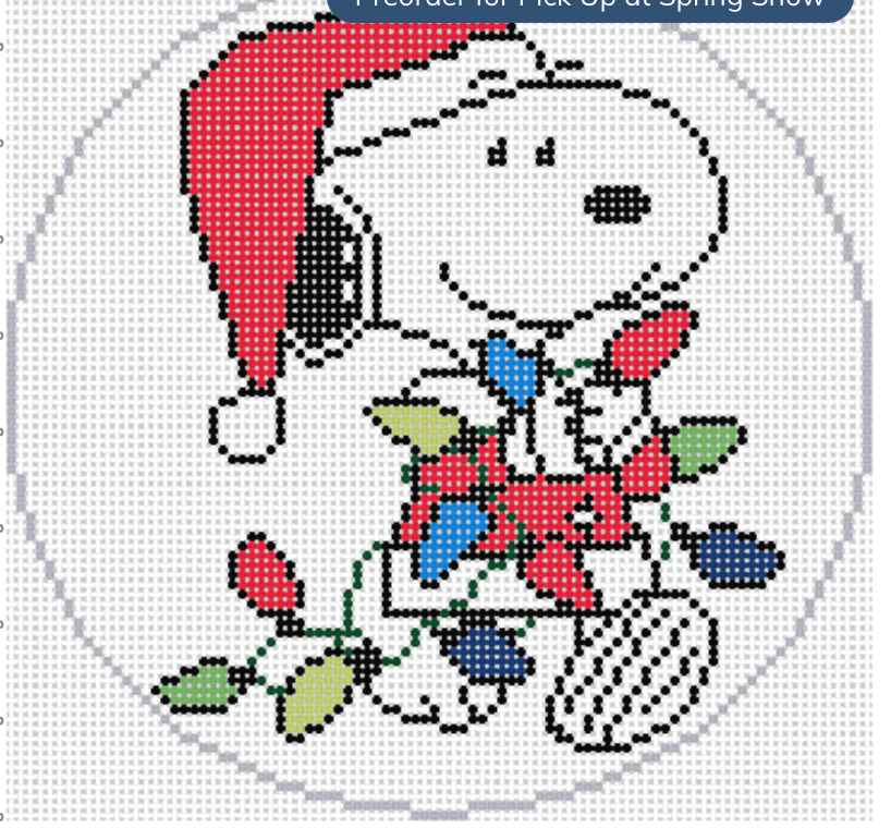 Canvas SNOOPY TANGLED IN LIGHTS     5"ROUND