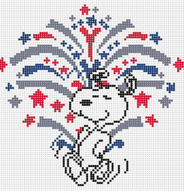 Canvas PATRIOTIC DANCE  SNOOPY    5"ROUND
