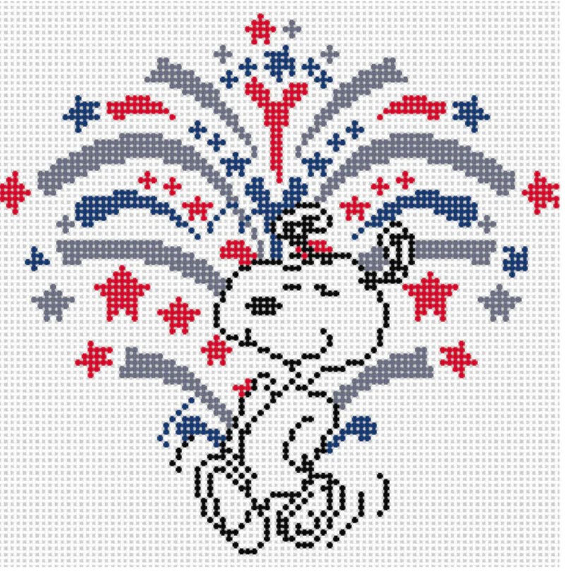Canvas PATRIOTIC DANCE  SNOOPY    5"ROUND