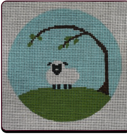 Canvas SPRING LAMB  004  4"ROUND