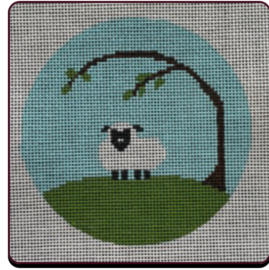 Canvas SPRING LAMB  004  4"ROUND