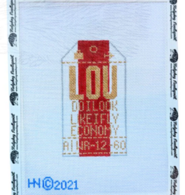 Canvas HEDGEHOG RETRO LUGGAGE TAG -DO I LOOK LIKE I FLY ECONOMY    3X5"