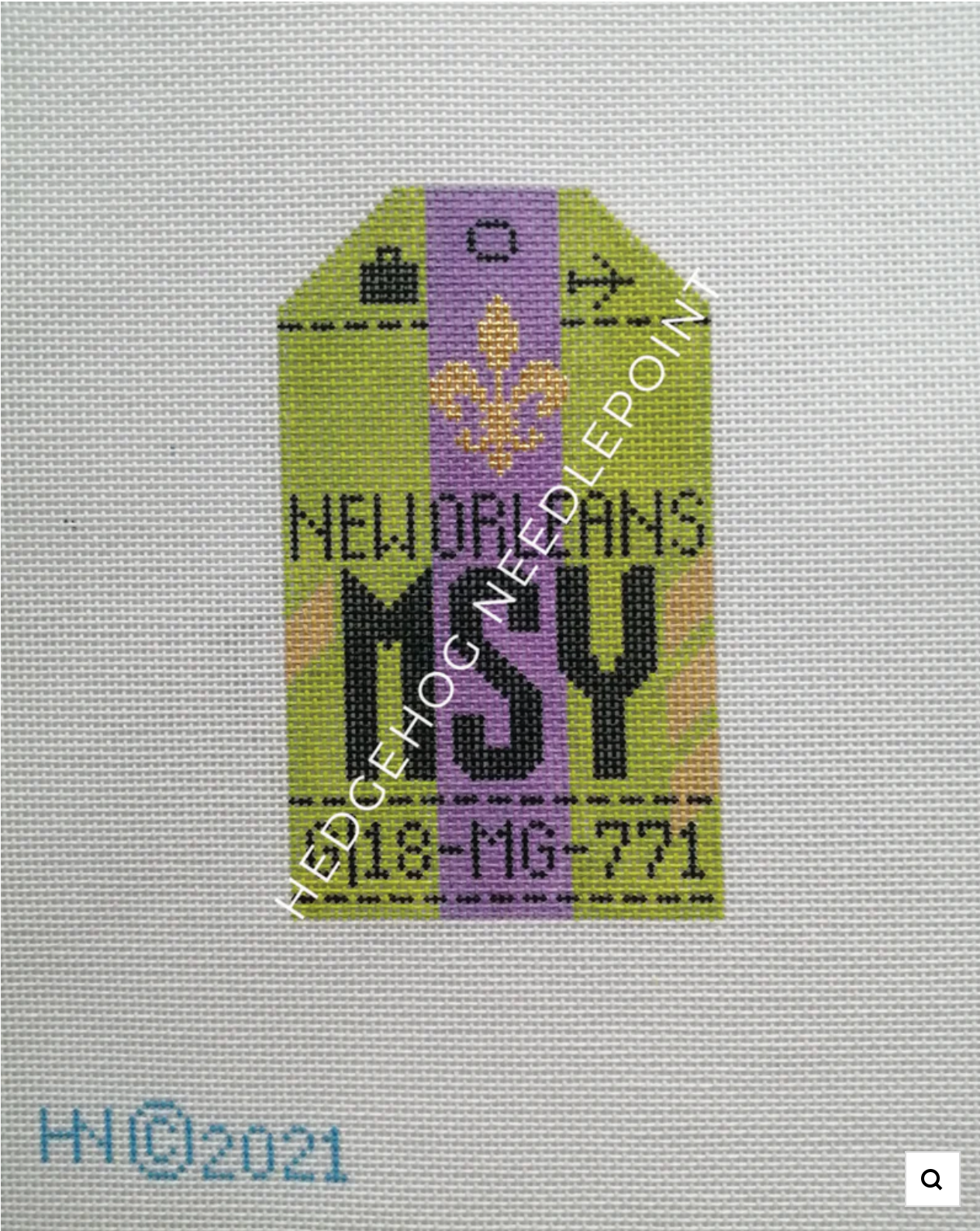 Canvas HEDGEHOG RETRO LUGGAGE TAG - NEW ORLEANS   3X5"