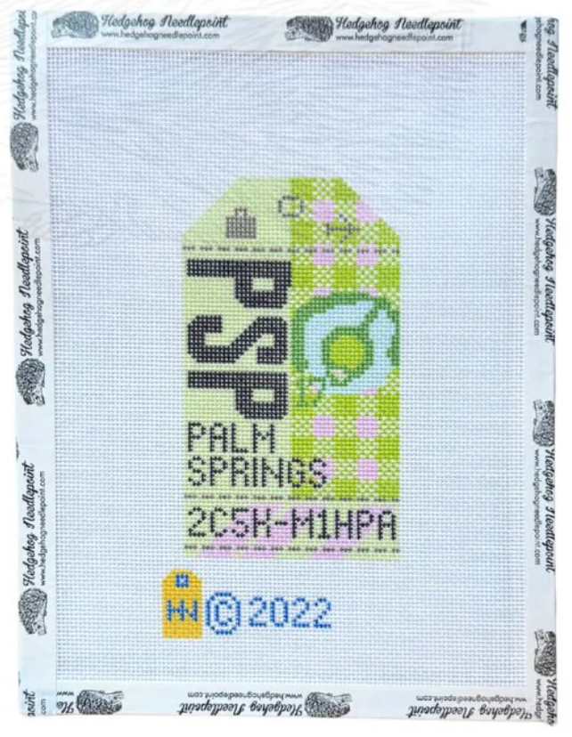 Canvas HEDGEHOG RETRO LUGGAGE TAG -PALM SPRINGS   3X5"